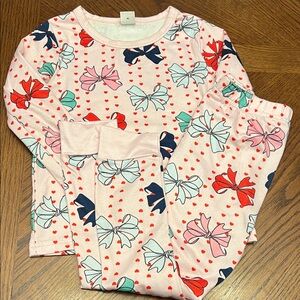 Kids Pajamas with Bow Print - Pink and Multicolor
